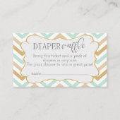 Pastel Gold en Green Zig Zag Baby Diaper Raffle Informatiekaartje (Voorkant)