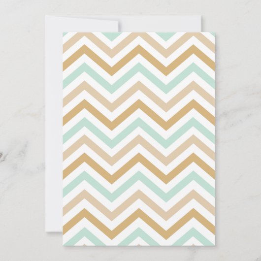 Pastel Gold en Green Zig Zag Baby Invitation (Achterkant)