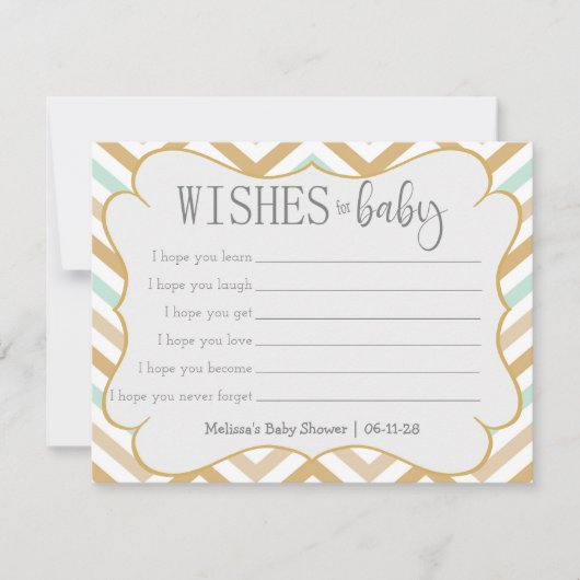 Pastel Gold en Green Zig Zag Baby Wishes (Voorkant)