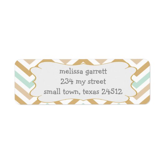 Pastel Gold en Green Zig Zag Neutrale Baby Etiket (Voorkant)