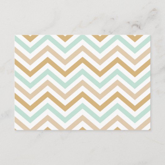 Pastel Gold en Green Zig Zag Neutrale Baby RSVP Informatiekaartje (Achterkant)