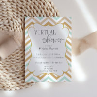 Pastel Gold en Green Zig Zag virtuele uitnodiging