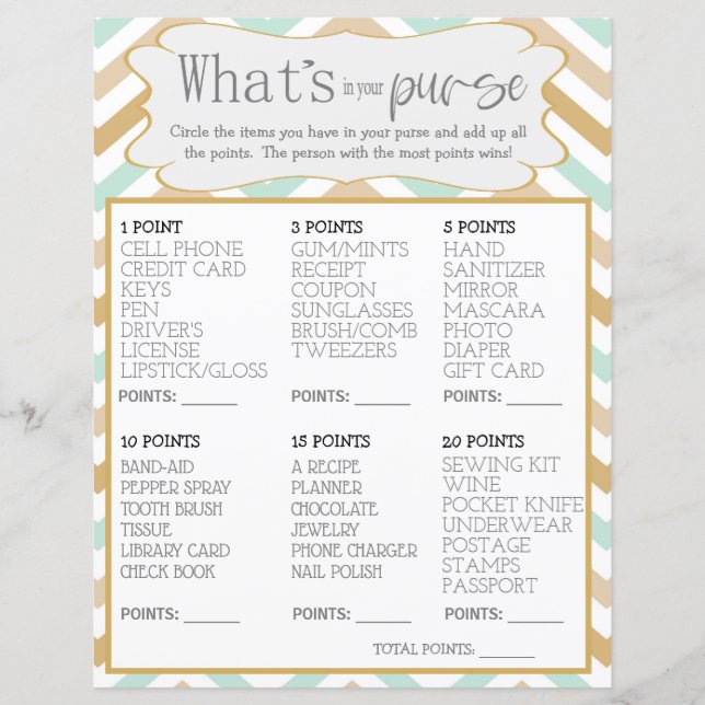 Pastel Gold en Groene Zig Whats in je tas (Voorkant)