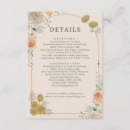 Pastel Gold Floral Wedding Enclosure Card  Informatiekaartje