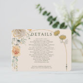 Pastel Gold Floral Wedding Enclosure Card  Informatiekaartje (Staand voorkant)