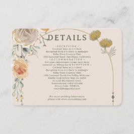 Pastel Gold Floral Wedding Enclosure Card  Informatiekaartje