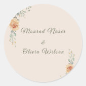 Pastel & Gold Floral Wedding Invitation Ronde Sticker (Voorkant)