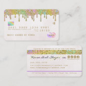 Pastel Gold Glitter Drip-creditcard Visitekaartje (Voorkant / Achterkant)