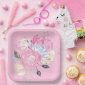 Pastel Gold Glitter Flower Paper-Borden Papieren Bordje (Feest)