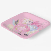 Pastel Gold Glitter Flower Paper-Borden Papieren Bordje (Gebogen)