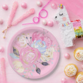 Pastel Gold Glitter Flower Papieren Bordje (Feest)