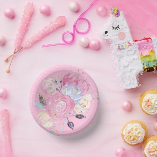 Pastel Gold Glitter Flower Papieren Kommen (Feest)