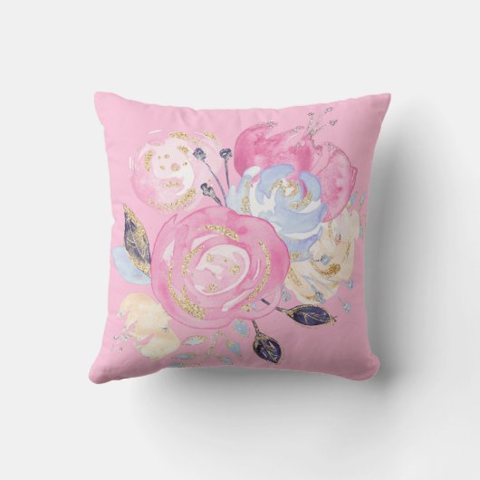 Pastel Gold Glitter Flowers Kussen (Achterkant)