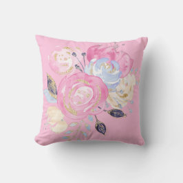 Pastel Gold Glitter Flowers Kussen