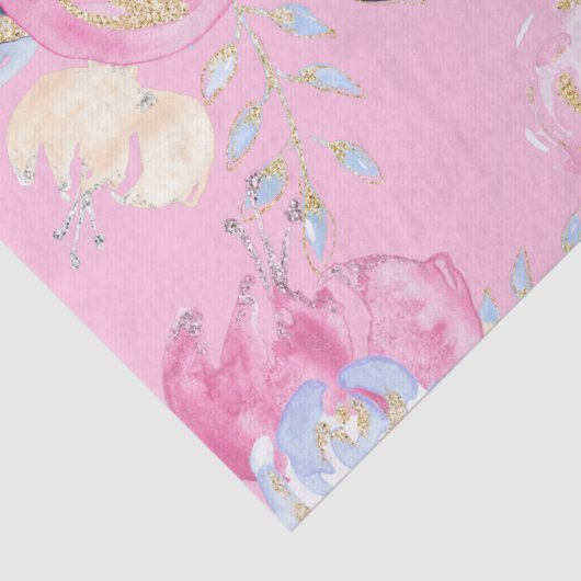 Pastel Gold Glitter Flowers Tissuepapier (Detail)