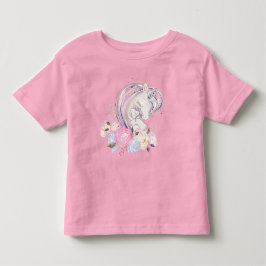 Pastel Gold Glitter Unicorn en Baby met bloemen Kinder Shirts