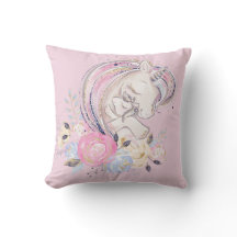 Pastel Gold Glitter Unicorn en Baby met bloemen