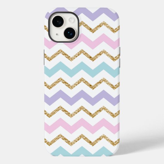Pastel Gold Glitter Zigzag Patroon Case-Mate iPhone Case (Achterkant)