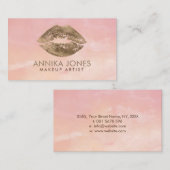 Pastel Gold Lips op Roos Quartz Makeup Artist Visitekaartje (Voorkant / Achterkant)