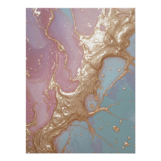Pastel Gold Marble Perfect Poster (Voorkant)