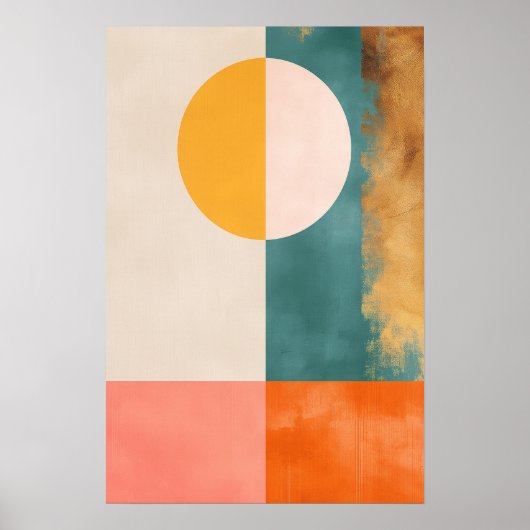 Pastel Gold Mid Century Abstract Geometrisch Moder Poster (Voorkant)