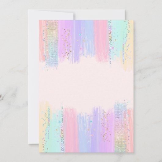 Pastel Gold Regenboog 1e Verjaardagsfeest Uitnodig Kaart (Achterkant)