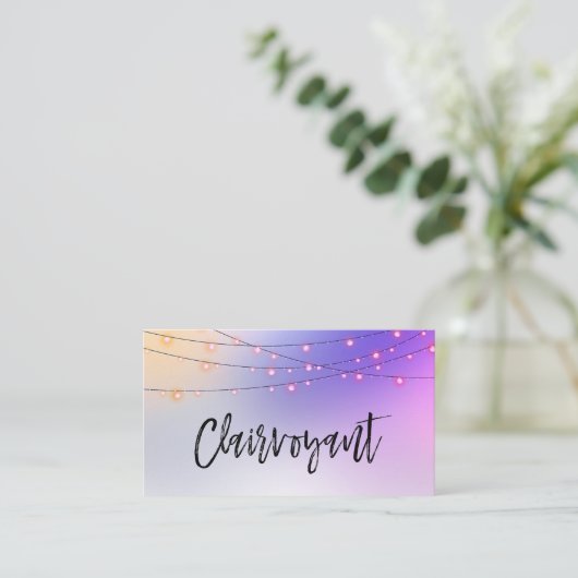 *~* Pastel Gold String Lights Clairvoyant Reader Visitekaartje (Staand voorkant)