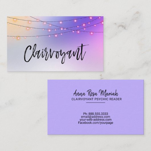 *~* Pastel Gold String Lights Clairvoyant Reader Visitekaartje (Voorkant / Achterkant)