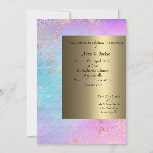 PASTEL GOLD WEDDING INVITATION NEW KAART (Voorkant)