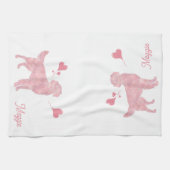 Pastel Golden Retriever Valentine Custom Name Theedoek (Horizontaal)