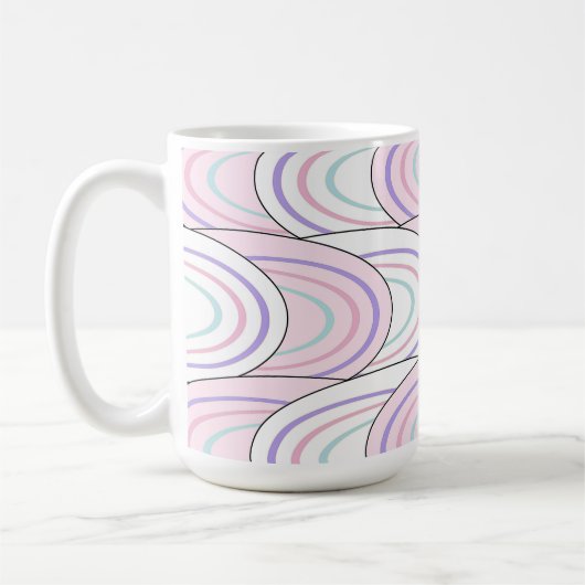 Pastel golf abstract patroon koffiemok (Links)