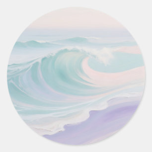 Pastel golfgolfschilderij ronde sticker