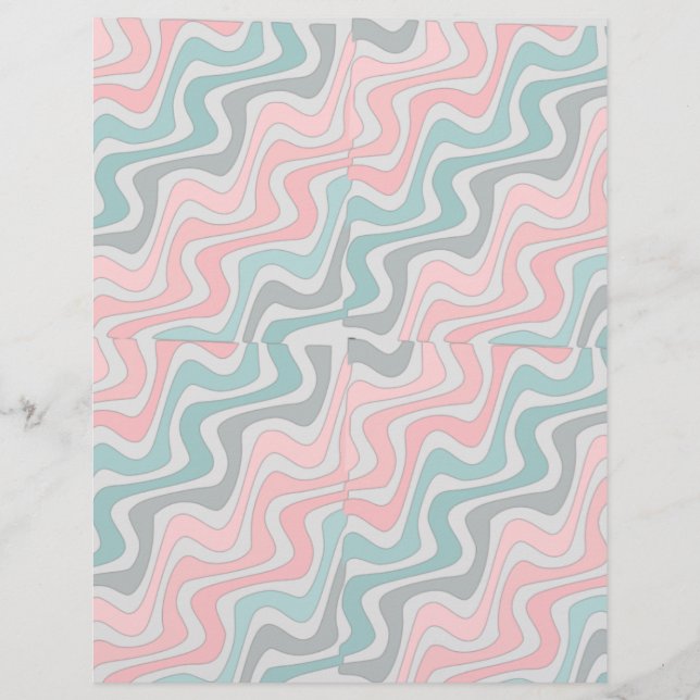 Pastel Golvende Lijn Scrapbook Papier (Voorkant)