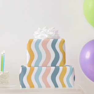Pastel golvende lijnen cadeaupapier
