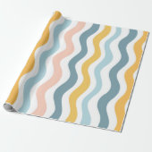 Pastel golvende lijnen cadeaupapier (Uitgerold)