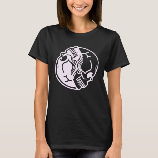 Pastel Goth Aesthetic Pink Ying Yang Skull Graphic T-shirt (Voorkant)