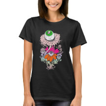 Pastel Goth Alien Oogbal Bloemen Shirt
