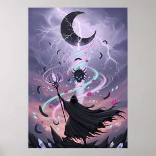 Pastel Goth Arcane Tovenaar met Kristallen Staf Poster