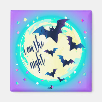 Pastel Goth Bat Art - “I am the Night” Quote Magneet