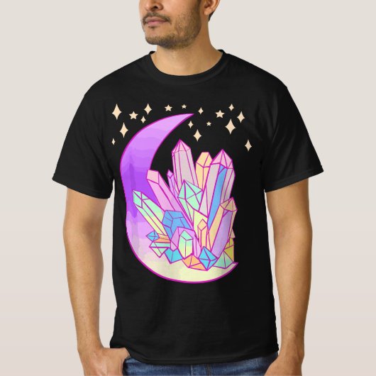 Pastel Goth Crystal Cluster Glowing Moon Kawaii Wi T-shirt (Voorkant)