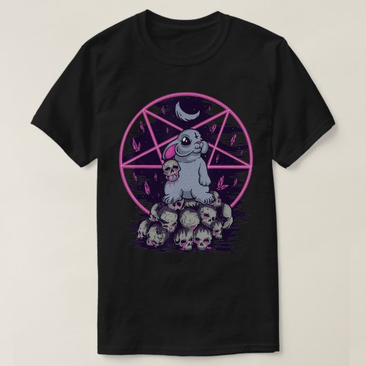 Pastel Goth Cute Creepy Bunny And Skull Menhera Wi T-shirt (Design voorkant)