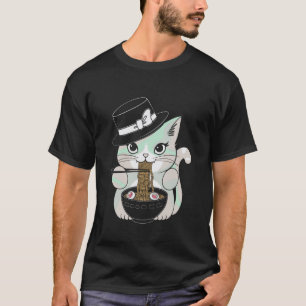 Pastel Goth Cute Kat Eet Noedels Onder Maan T-shirt