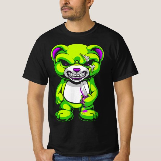 Pastel Goth Evil Teddy Bear T-shirt (Voorkant)