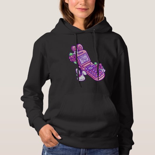 Pastel Goth Flip Phone Vampire Bunny Y2K Aesthetic Hoodie (Voorkant)