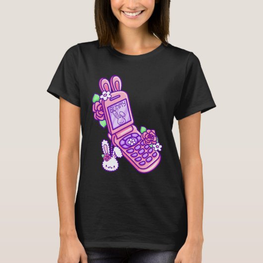 Pastel Goth Flip Phone Vampire Bunny Y2K Aesthetic T-shirt (Voorkant)