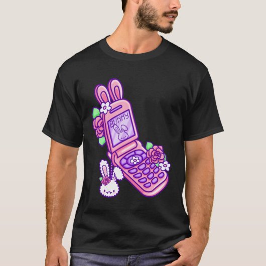 Pastel Goth Flip Phone Vampire Bunny Y2K Aesthetic T-shirt (Voorkant)