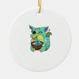 Pastel Goth Griezelen Anime Ramen Kat Halloween T- Keramisch Ornament