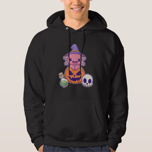Pastel Goth Halloween Axolotl Witch Hoodie (Voorkant)
