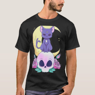 Pastel Goth Hekserige Kat Schattige Enge Wicca Kat T-shirt