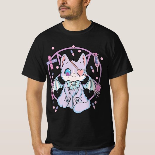 Pastel Goth Kawaii Yami Cat  T-shirt (Voorkant)